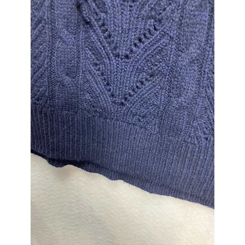 Joie Navy Blue Wool Cashmere Lace Up Hooded Sweater 18-5-004803-SW01298 Womens S - Picture 8 of 11